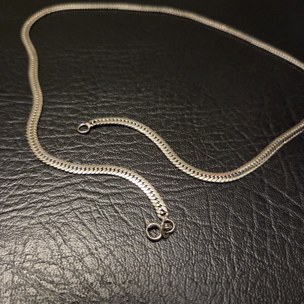 Sterling Silver 925 Rhodium Plated Herringbone Chain Necklace